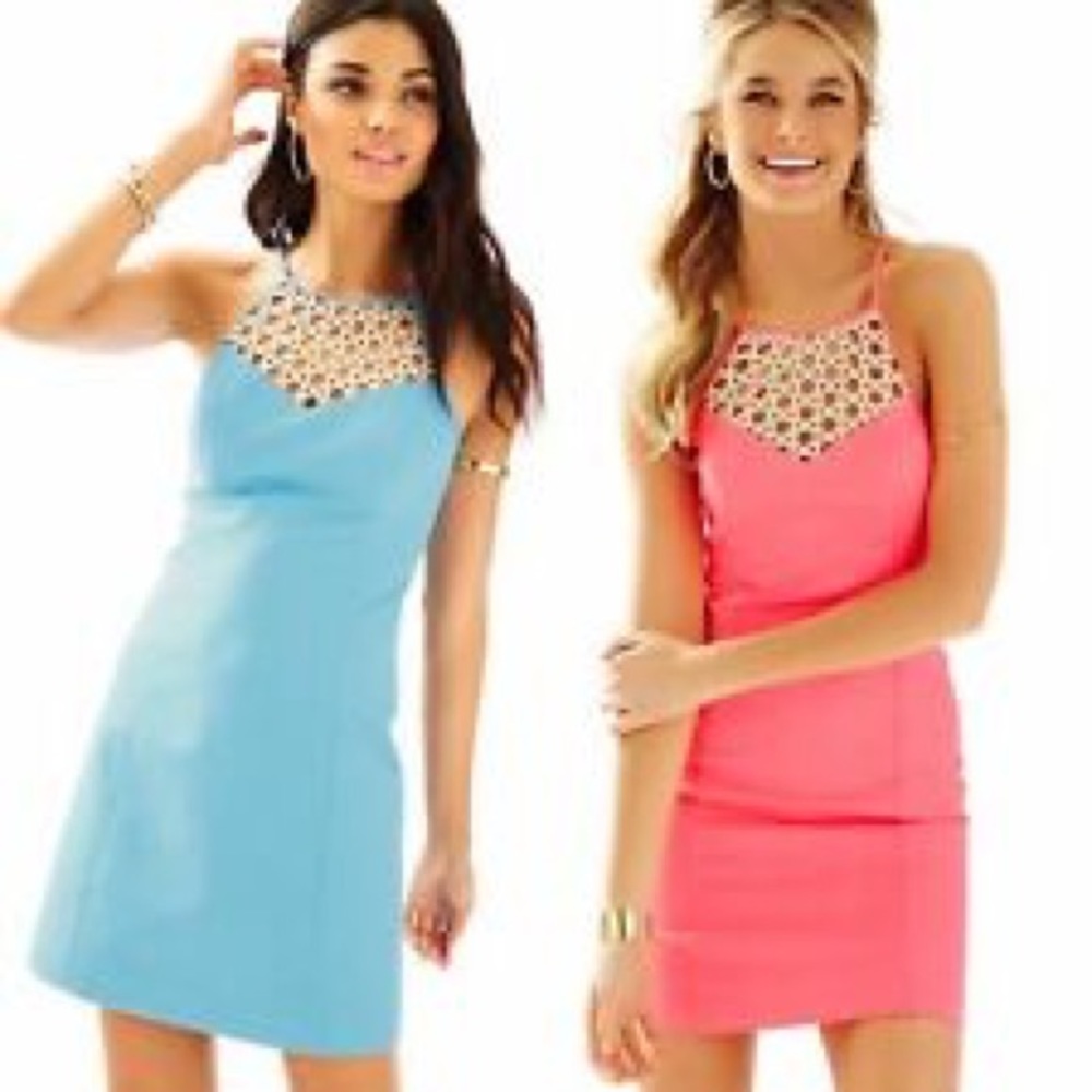 Lilly Pulitzer blue dress with gold - Picture 2 of 8